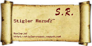 Stigler Rezső névjegykártya